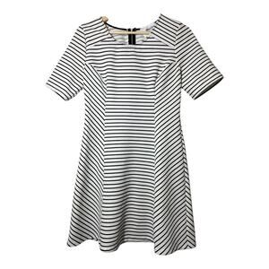 Alice Blue Stitch Fix Fit Flare Dress Mini White Black Stripe Size Medium